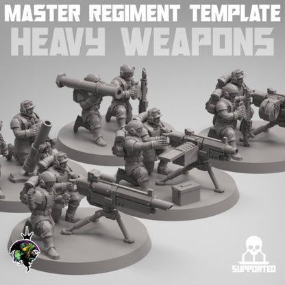 Master Regiment Template Heavy Weapons Team,  Jungle Fighter Miniatures by Reptilian Overlords