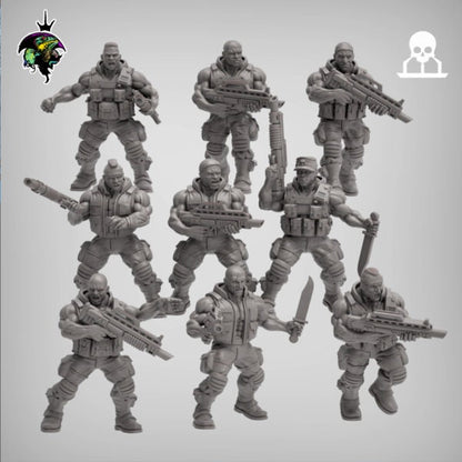 Spacenam 1.0, Sci-Fi Jungle Fighter Miniatures by Reptilian Overlords, Guard infantry regiment