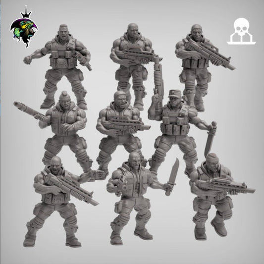 Spacenam 1.0, Sci-Fi Jungle Fighter Miniatures by Reptilian Overlords, Guard infantry regiment