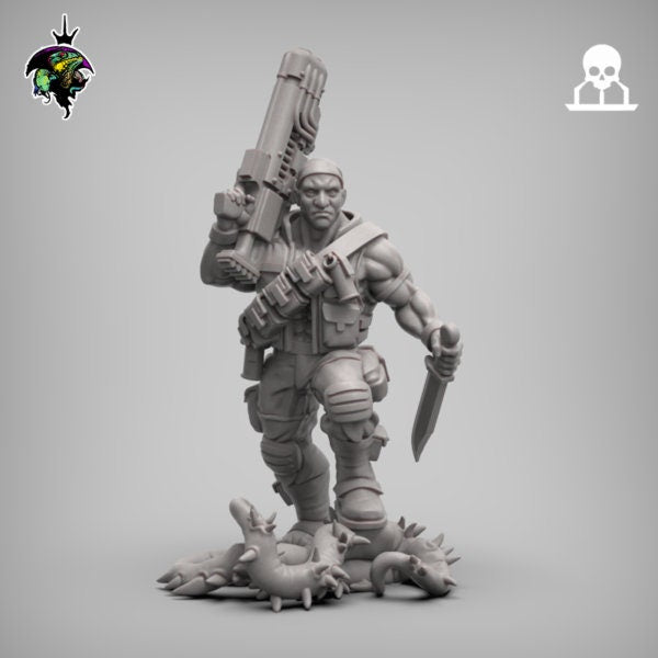 Spacenam Plasrifle Team, Sci-Fi Wargames Miniatures by Reptilian Overlords,  Space guard infantry regiment