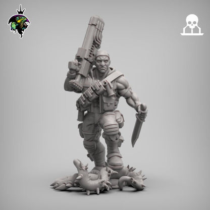 Spacenam Plasrifle Team, Sci-Fi Wargames Miniatures by Reptilian Overlords,  Space guard infantry regiment