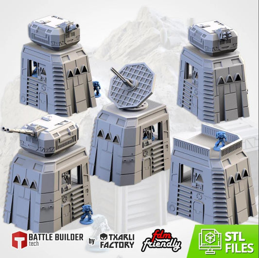 Modular Defense Turrets GW Txarli Factory Imperial Building modular Cityscape Set, Perfect for Tabletop Wargames