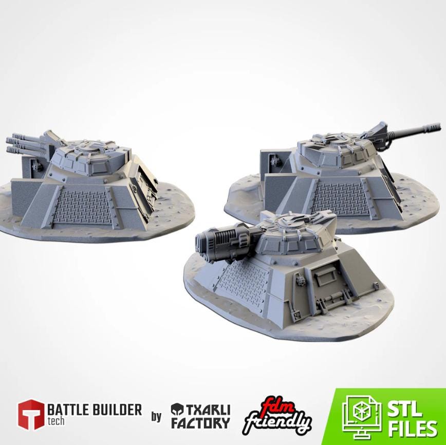 Modular ARMED BUNKERS GW Txarli Factory Imperial Building modular Cityscape Set, Perfect for Tabletop Wargames