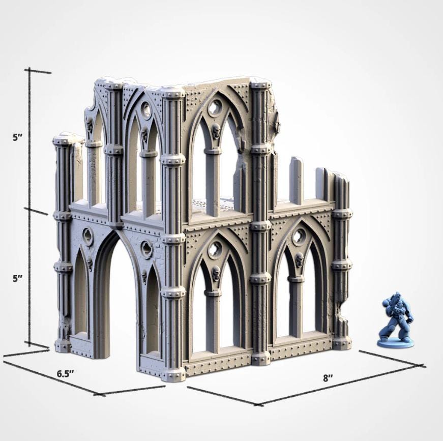 Modular CATHEDRAL RUINS Txarli Factory Imperial Building Terrain Cityscape Set, Perfect for Tabletop Wargames