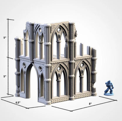 Modular CATHEDRAL RUINS Txarli Factory Imperial Building Terrain Cityscape Set, Perfect for Tabletop Wargames