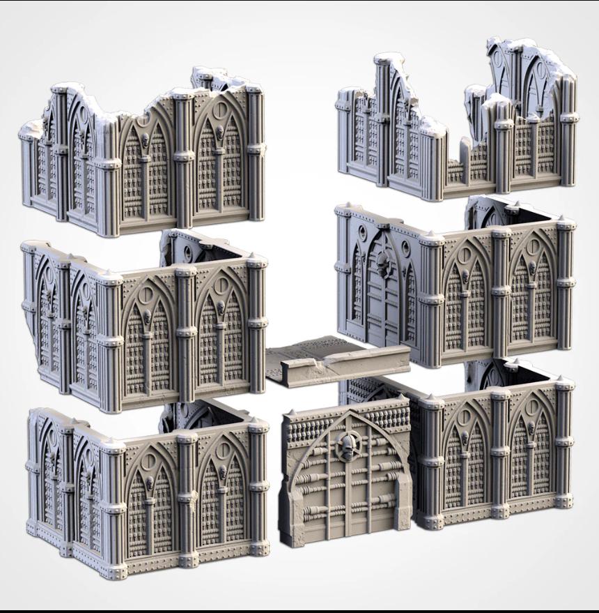 Modular CATHEDRAL RUINS Txarli Factory Imperial Building Terrain Cityscape Set, Perfect for Tabletop Wargames