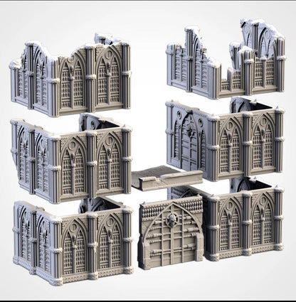 Modular CATHEDRAL RUINS Txarli Factory Imperial Building Terrain Cityscape Set, Perfect for Tabletop Wargames