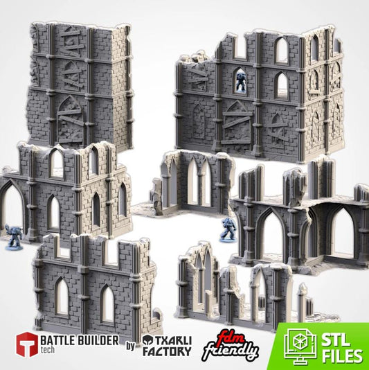 Modular TEMPLE RUINS Txarli Factory Imperial Building Terrain Cityscape Set, Perfect for Tabletop Wargames