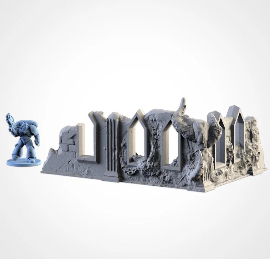 Modular INFECTED RUINS Txarli Factory Infected Alien Building Terrain Cityscape Set, Perfect for Tabletop Wargames