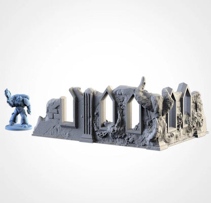 Modular INFECTED RUINS Txarli Factory Infected Alien Building Terrain Cityscape Set, Perfect for Tabletop Wargames