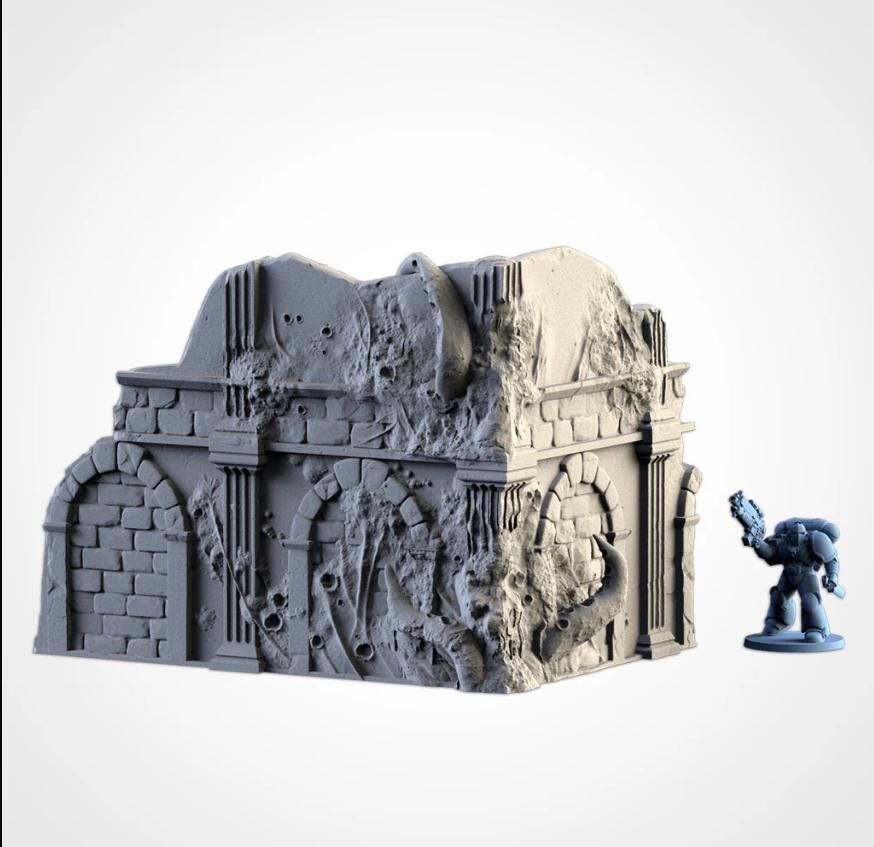 Modular INFECTED RUINS Txarli Factory Infected Alien Building Terrain Cityscape Set, Perfect for Tabletop Wargames