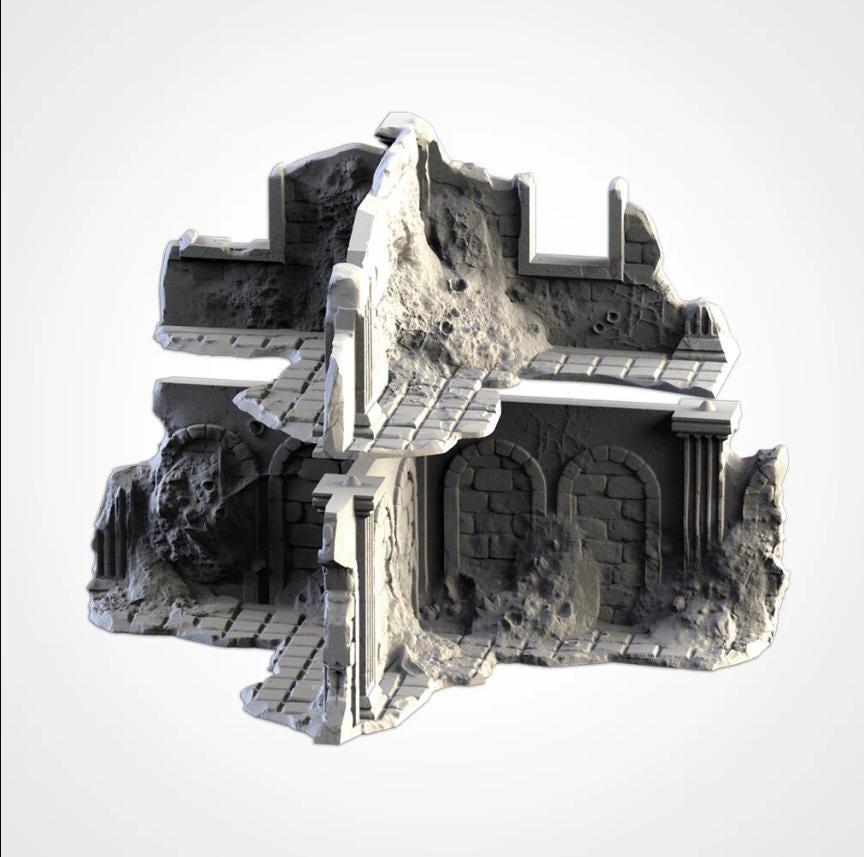 Modular INFECTED RUINS Txarli Factory Infected Alien Building Terrain Cityscape Set, Perfect for Tabletop Wargames