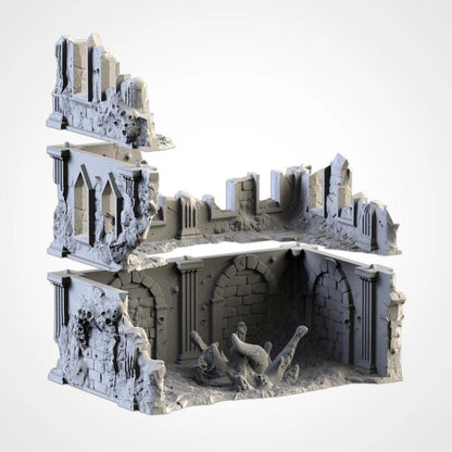 Modular INFECTED RUINS Txarli Factory Infected Alien Building Terrain Cityscape Set, Perfect for Tabletop Wargames