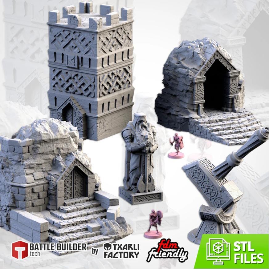 Dwarven Constructs Txarli Factory Dwarven Holds 5-part Terrain Set, Perfect for Tabletop Wargames