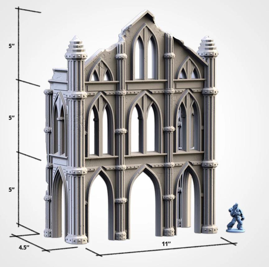Modular CATHEDRAL RUINS Txarli Factory Imperial Building Terrain Cityscape Set, Perfect for Tabletop Wargames