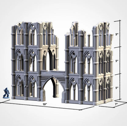 Modular CATHEDRAL RUINS Txarli Factory Imperial Building Terrain Cityscape Set, Perfect for Tabletop Wargames