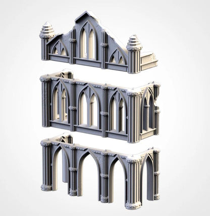 Modular CATHEDRAL RUINS Txarli Factory Imperial Building Terrain Cityscape Set, Perfect for Tabletop Wargames