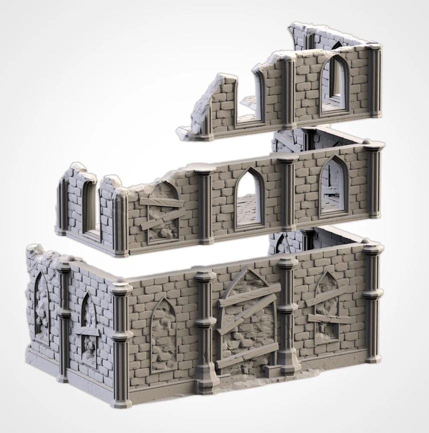 Modular TEMPLE RUINS Txarli Factory Imperial Building Terrain Cityscape Set, Perfect for Tabletop Wargames