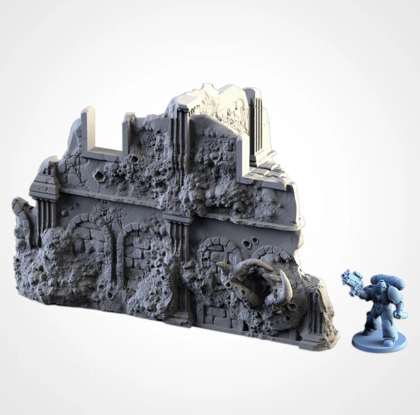 Modular INFECTED RUINS Txarli Factory Infected Alien Building Terrain Cityscape Set, Perfect for Tabletop Wargames