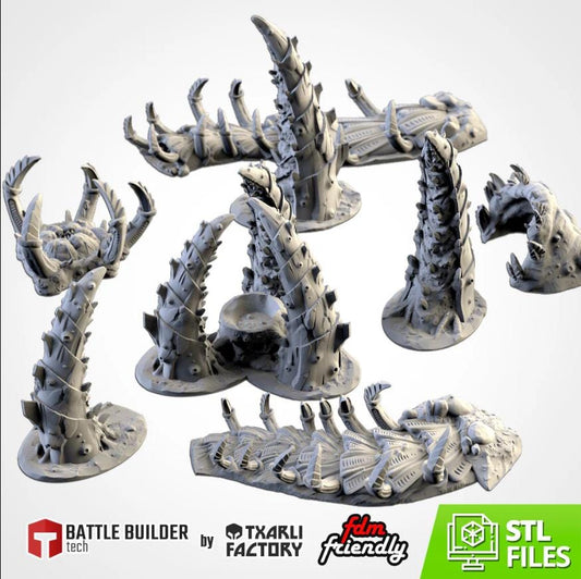 Modular ALIEN TERRAIN Txarli Factory Infected Tyranid Building Terrain Cityscape Set, Perfect for Tabletop Wargames