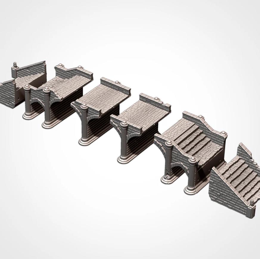 Modular STONE BRIDGES Terrain Cityscape Set, Perfect for Tabletop Wargames