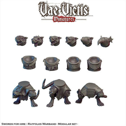 Ratkin Warband, Field Surgeon. Drummer, Noble Fighter,  Fantasy Miniatures by Vae Victis, perfect for Fantasy Wargames and Tabletop RPGs