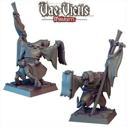 Ratkin Warband, Field Surgeon. Drummer, Noble Fighter,  Fantasy Miniatures by Vae Victis, perfect for Fantasy Wargames and Tabletop RPGs