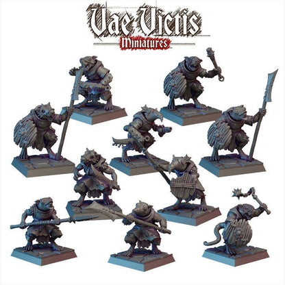 Ratkin Warband, Field Surgeon. Drummer, Noble Fighter,  Fantasy Miniatures by Vae Victis, perfect for Fantasy Wargames and Tabletop RPGs