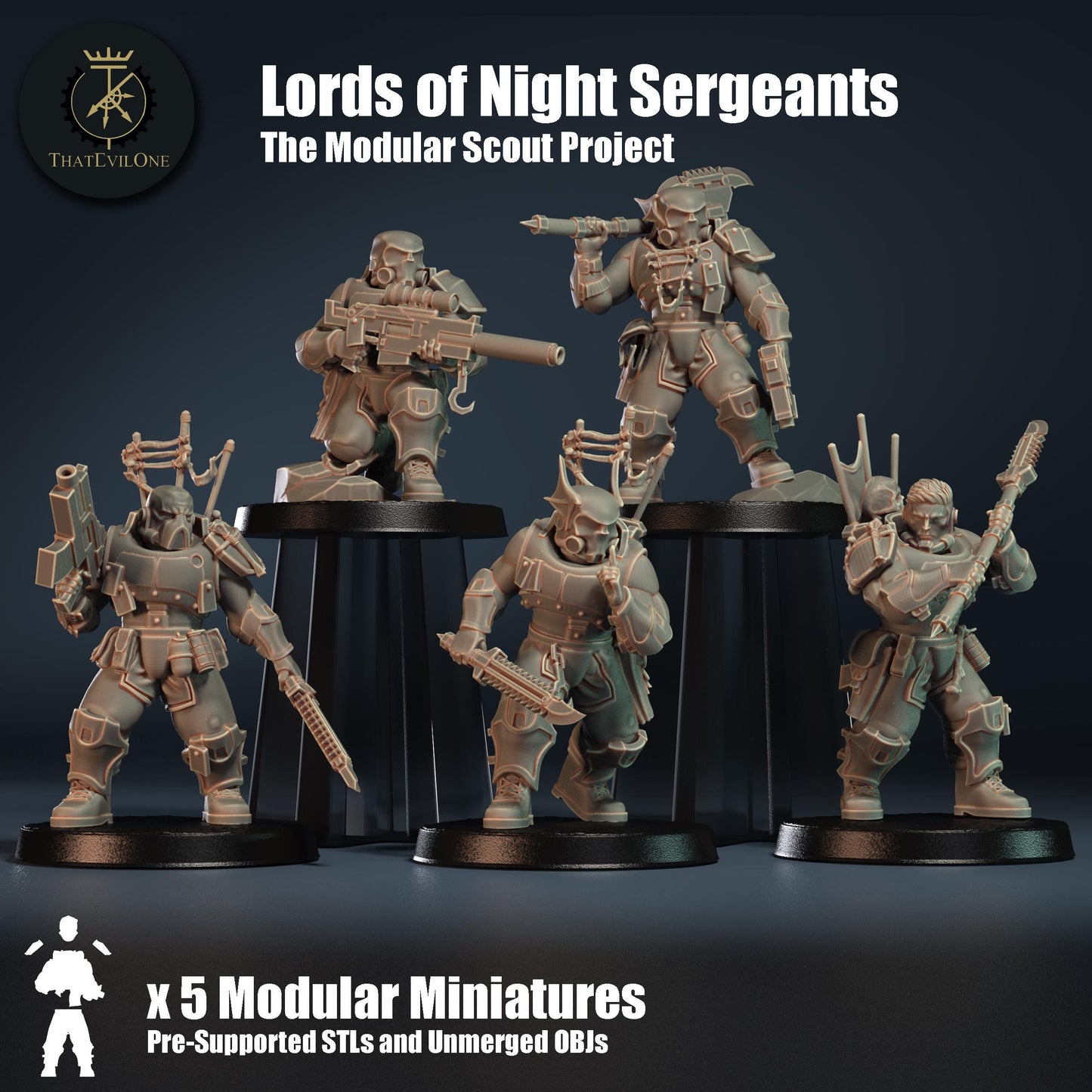 Scout "Lords of Night" Sergeants, Modular Sci-Fi warriors by ThatEvilOne