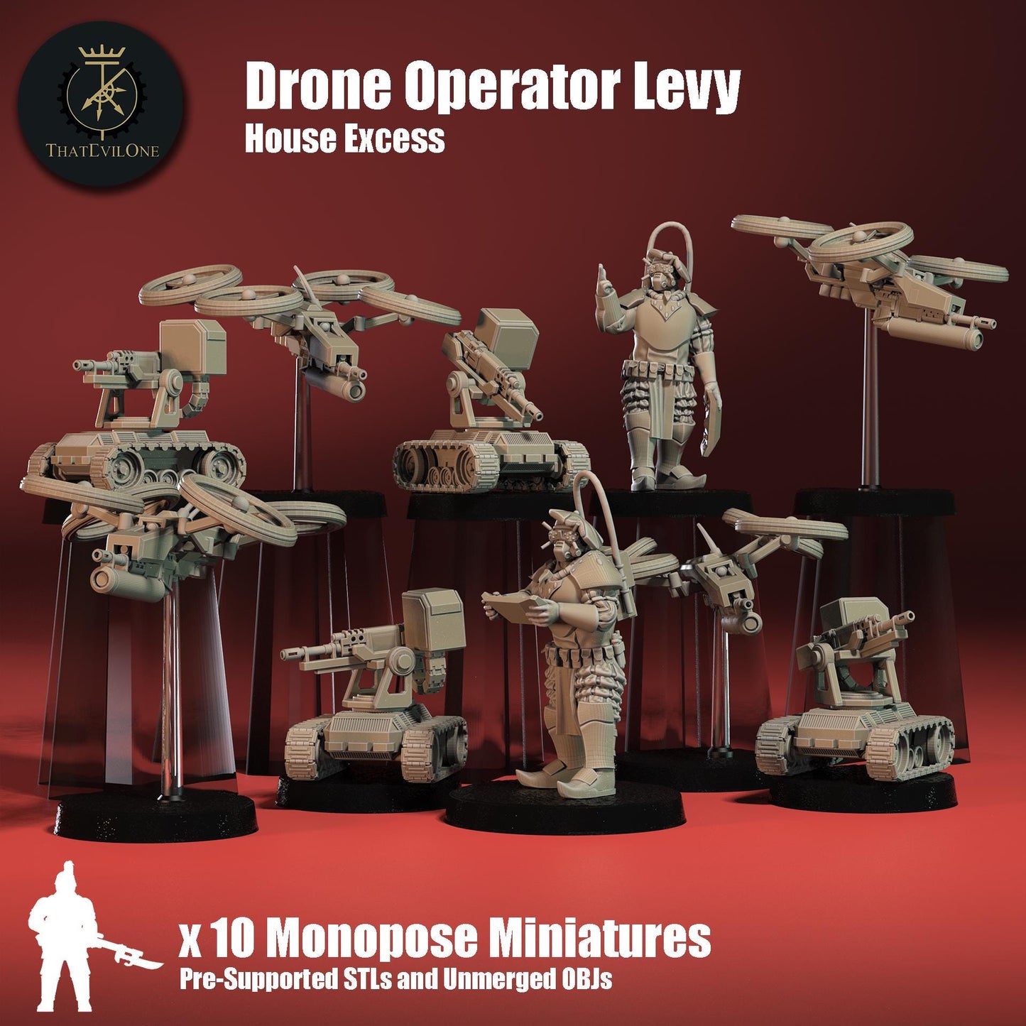 House Excess Drone Levy, Monopose Sci-Fi warriors by ThatEvilOne, Sci-Fi Wargames Proxy, Imperial Drone Operator Landsknecht Heresy Models
