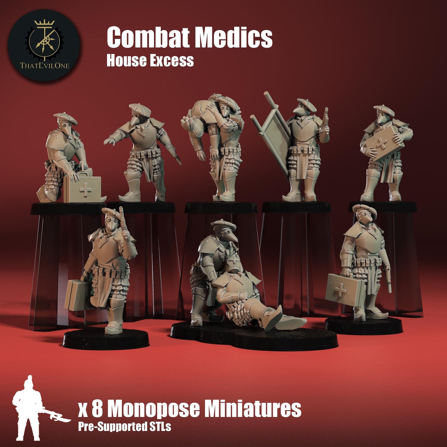 House Excess Medics, Monopose Sci-Fi warriors by ThatEvilOne, Sci-Fi Wargames Proxy, Imperial heretic Auxilia Landsknecht Heresy Models