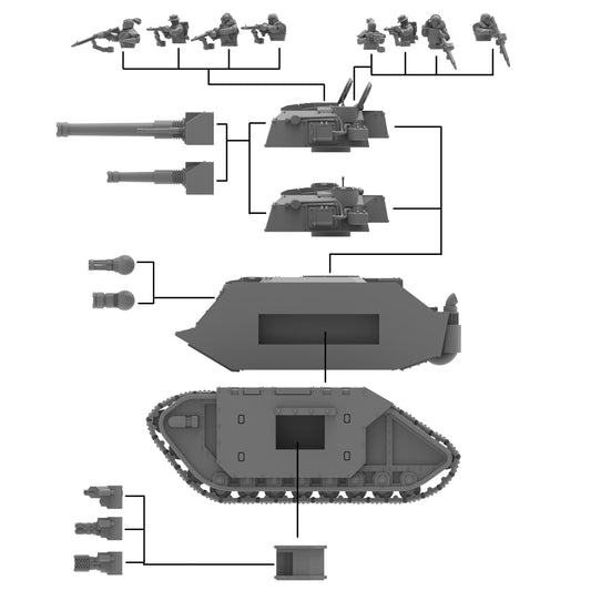 Praetorian Super Heavy, Modular Sci-Fi Vehicle by ThatEvilOne, Sci-Fi Wargames Proxy, Imperial heretic Auxillia Super Heavy Tank