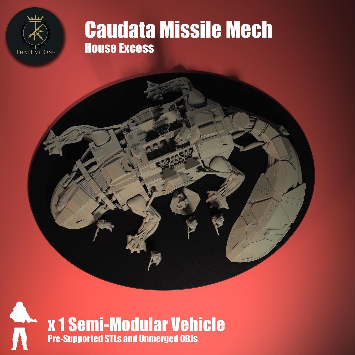 Caudata Missile Mech, Modular Sci-Fi Vehicle by ThatEvilOne, Sci-Fi Wargames Proxy, Imperial heretic Auxillia Transport Mech