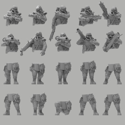 Heck Ghost Support Infantry w/ Rockets, Semi-modular Sci-Fi warriors by ThatEvilOne, Sci-Fi Wargames Guard Proxy, Imperial Auxilia Army