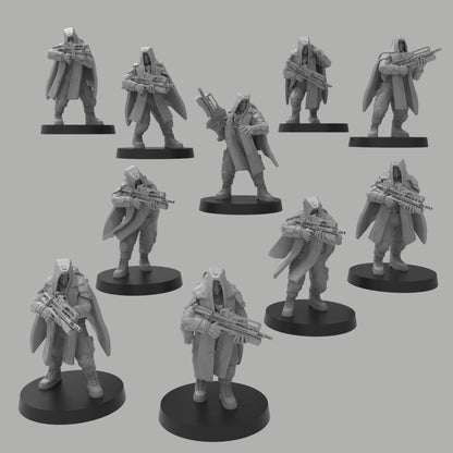 Recon Infantry w/ Rifles, Semi-modular Sci-Fi warriors by ThatEvilOne, Sci-Fi Wargames Guard Proxy, Imperial Auxilia Army