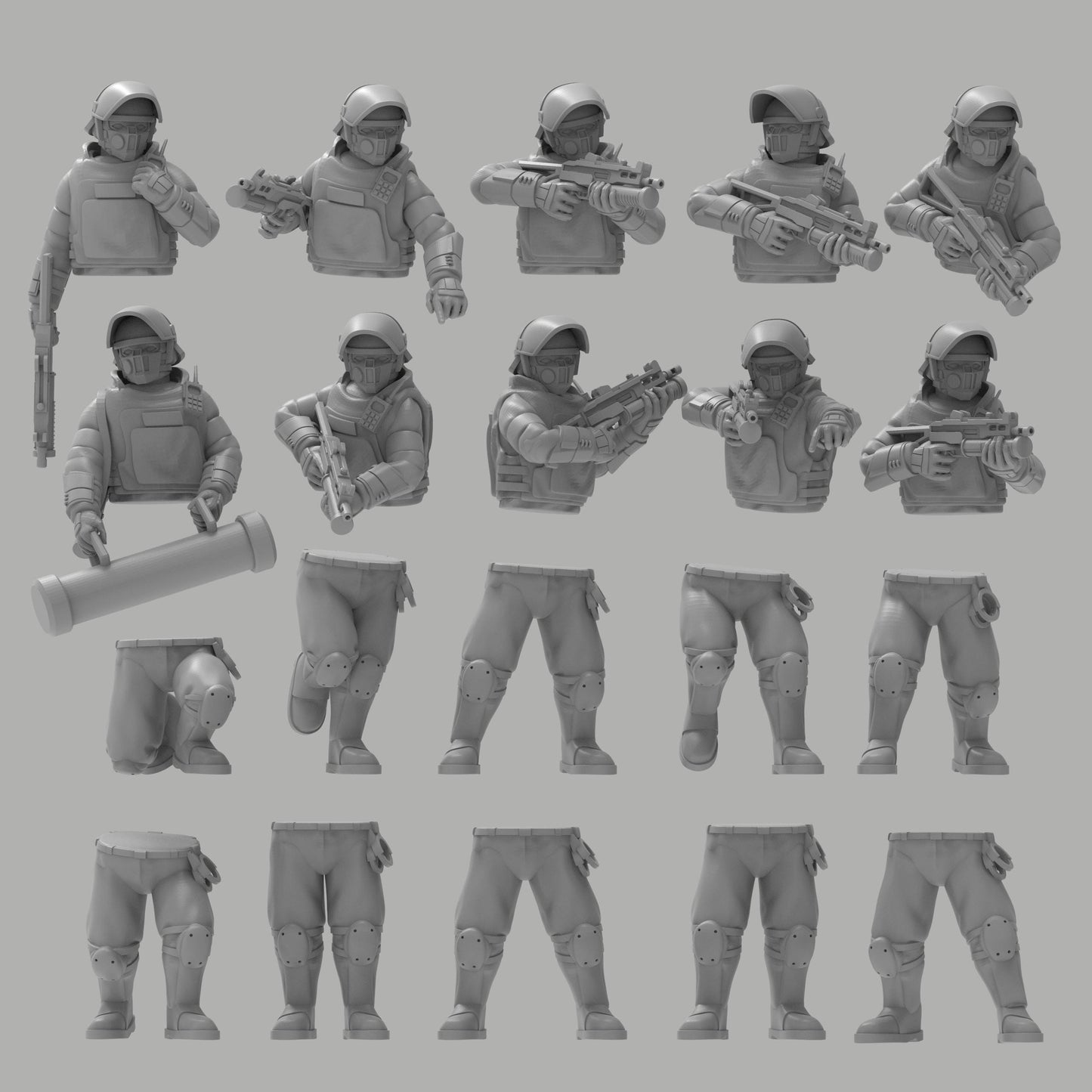 Heck Ghosts Security Officer w/ SMGs, Semi-modular Sci-Fi warriors by ThatEvilOne, Sci-Fi Wargames Guard Proxy, Imperial Auxillia Army