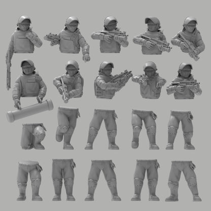 Heck Ghosts Security Officer w/ SMGs, Semi-modular Sci-Fi warriors by ThatEvilOne, Sci-Fi Wargames Guard Proxy, Imperial Auxillia Army