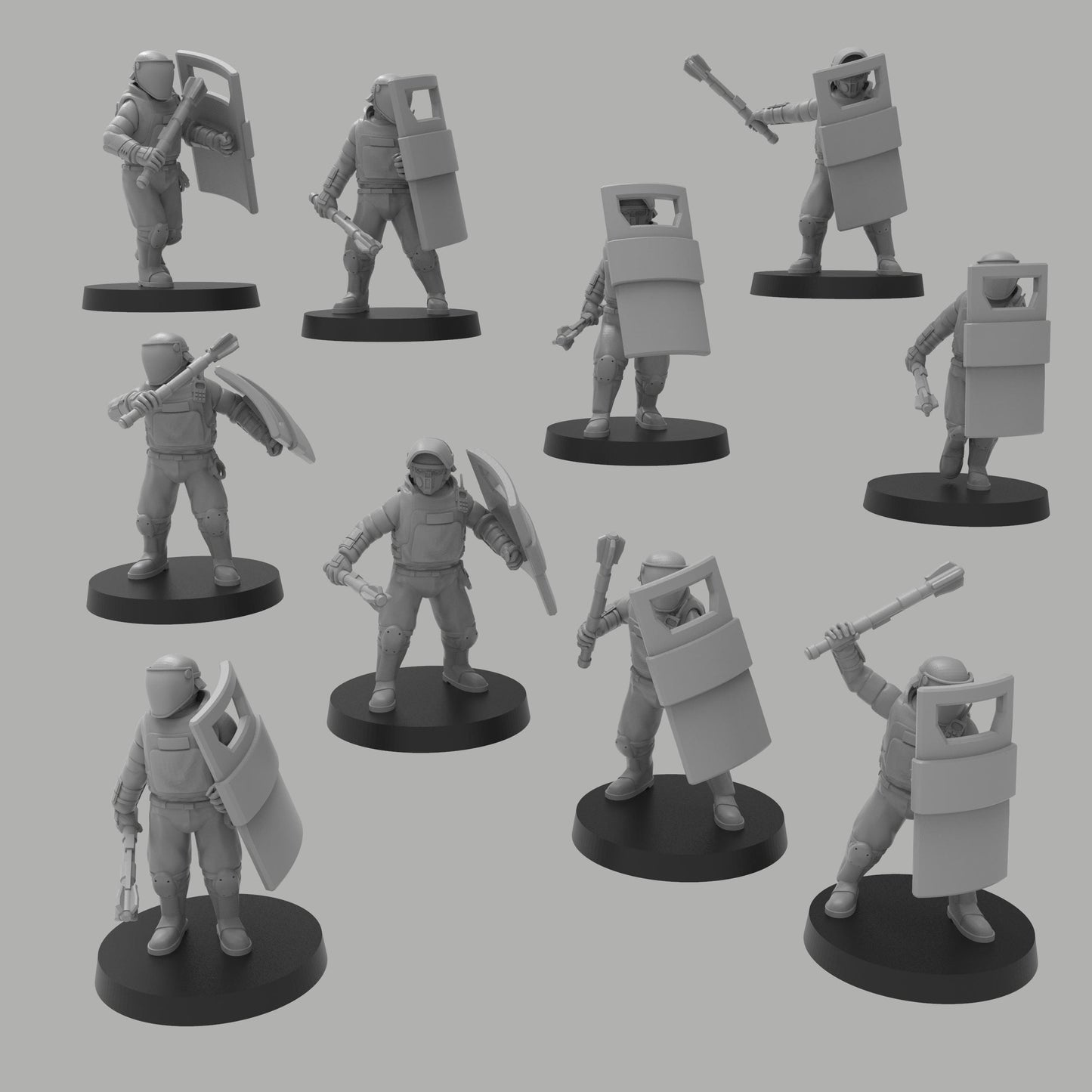 Heck Ghosts Security Officer w/ Mauls, Semi-modular Sci-Fi warriors by ThatEvilOne, Sci-Fi Wargames Guard Proxy, Imperial Auxilia Army