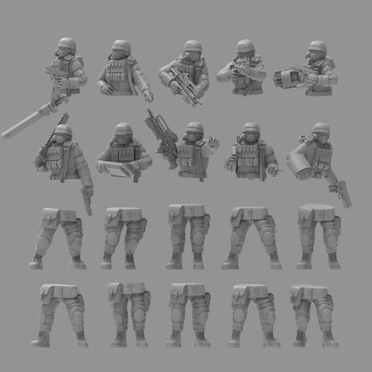 Heck Ghosts Heckgan Officers, Semi-modular Sci-Fi warriors by ThatEvilOne, Sci-Fi Wargames Guard Proxy, Imperial Auxilia Army