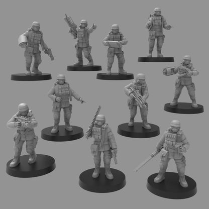 Heck Ghosts Heckgan Officers, Semi-modular Sci-Fi warriors by ThatEvilOne, Sci-Fi Wargames Guard Proxy, Imperial Auxilia Army