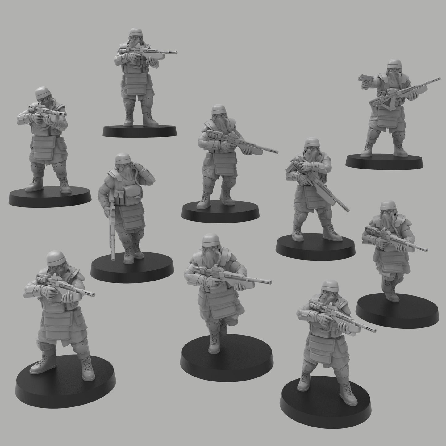 Heck Ghosts Grenadiers w/ Grenade Launchers, Semi-modular Sci-Fi warriors by ThatEvilOne, Sci-Fi Wargames Guard Proxy, Imperial Auxilia Army