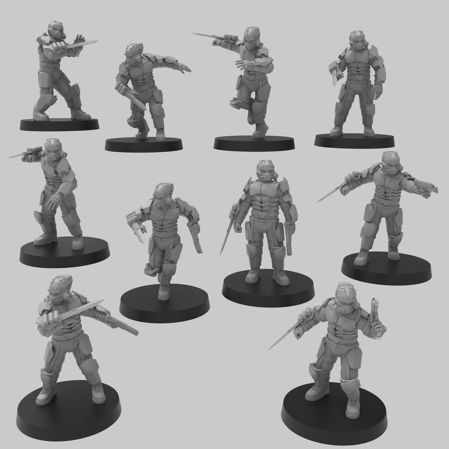 Heck Ghosts Advanced Shocktroops w/ SMGs, Semi-modular Sci-Fi warriors by ThatEvilOne, Sci-Fi Wargames Guard Proxy, Imperial Auxilia
