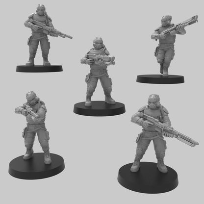 Heck Ghosts Advanced Infantry w/ Special Weapons, Semi-modular Sci-Fi warriors by ThatEvilOne, Sci-Fi Wargames Guard Proxy, Imperial Auxilia