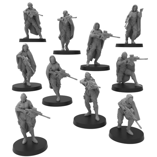 Elven Pathfinders, monopose Sci-Fi warriors by ThatEvilOne, Grimdark Space elf proxy