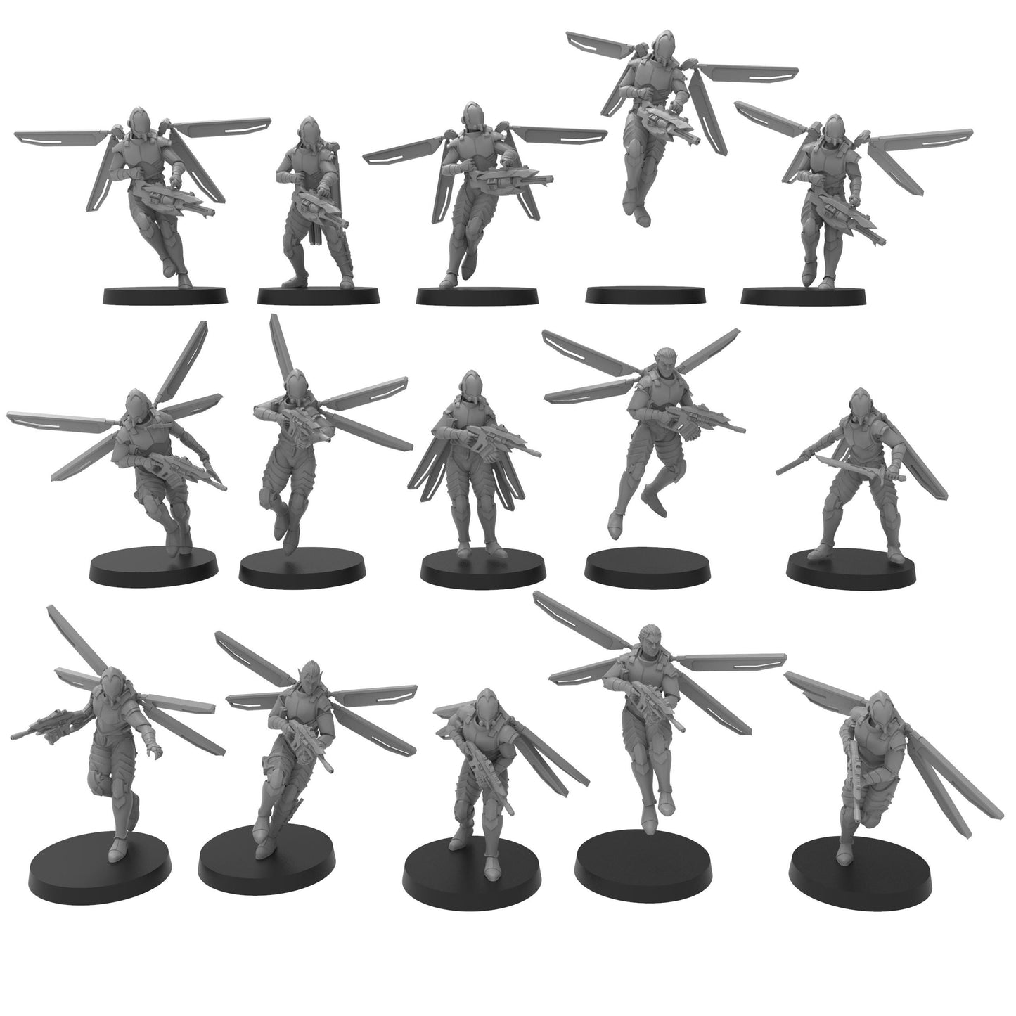 Elven Harpies, monopose Sci-Fi warriors by ThatEvilOne, Grimdark Space elf proxy