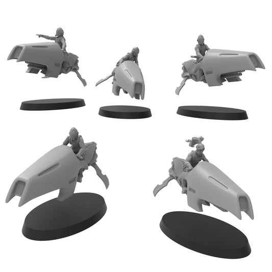 Elven Jetbike Squads, multipart Sci-Fi warriors by ThatEvilOne, Grimdark Space elf proxy