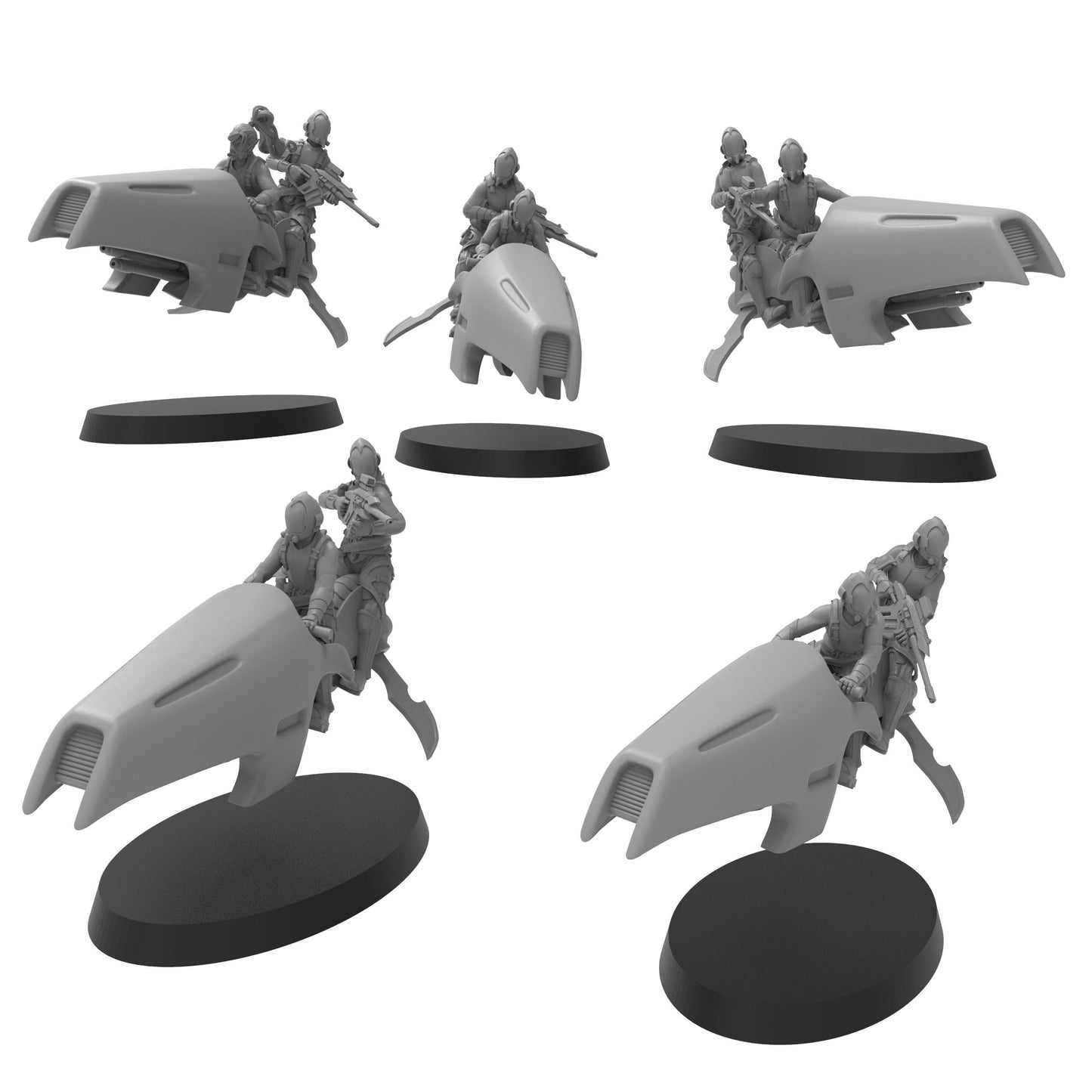 Elven Jetbike Squads, multipart Sci-Fi warriors by ThatEvilOne, Grimdark Space elf proxy