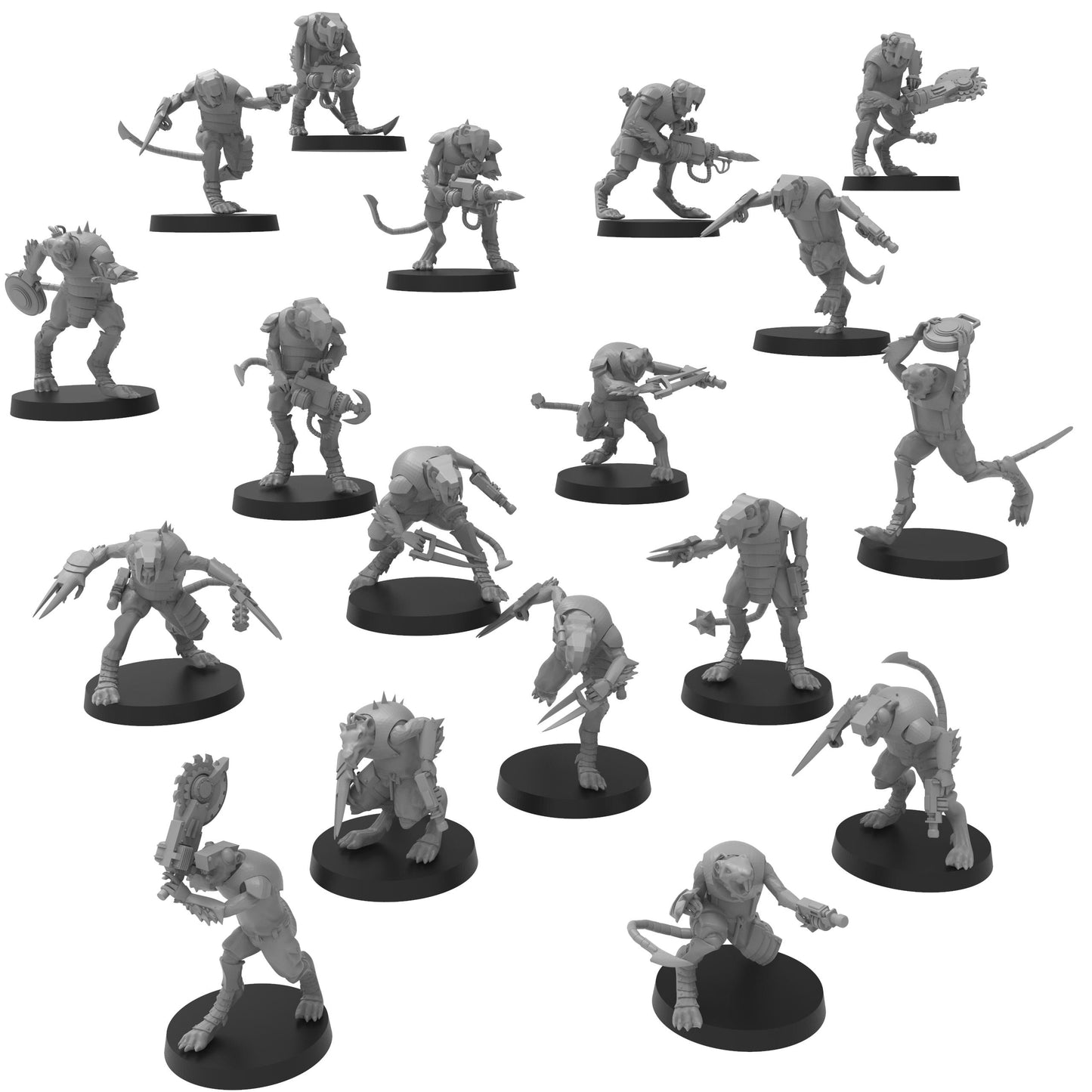 Cheesestealer Cult Clawpack, Cheesestealer cults, monopose Sci-Fi warriors by ThatEvilOne, Sci-Fi Wargames Rat-Themed Grimdark miniatures