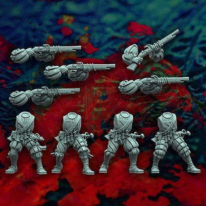 Imperial Landsknecht Handgunners and Crossbowmen Miniatures, Weapon Conversions Fantasy by Reptilian Overlords, perfect for Fantasy Wargames
