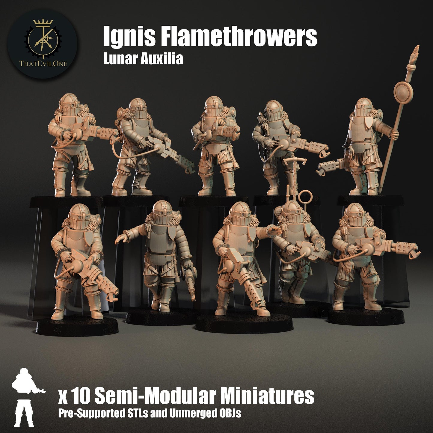 Lunar Auxilia Flamers, Semi-Modular Sci-Fi warriors by ThatEvilOne, Sci-Fi Wargames Proxy, Imperial Auxillia Army